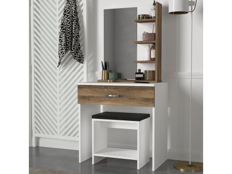 HANAH HOME Sto za šminkanje Olivia White Walnut