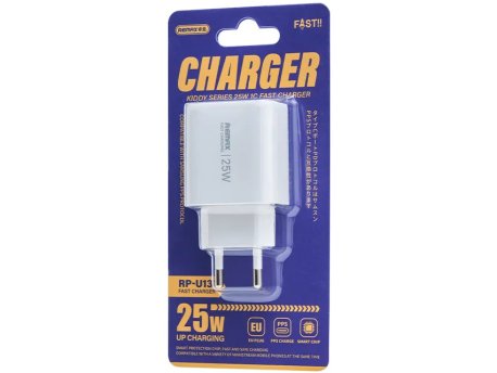 REMAX Strujni Fast punjač Kiddy 1x USB-C 25W RP-U137, beli