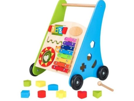 ECO TOYS Edukativna drvena guralica činele + kocke