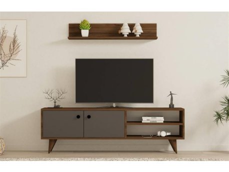HOME LINE TV polica Erho Walnut Anthracite