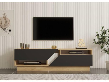 HOME LINE TV polica Yaprak Sapphire Oak Anthracite