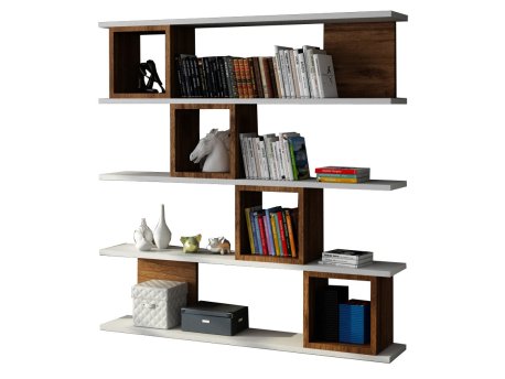 HANAH HOME Polica za knjige Wind White Walnut