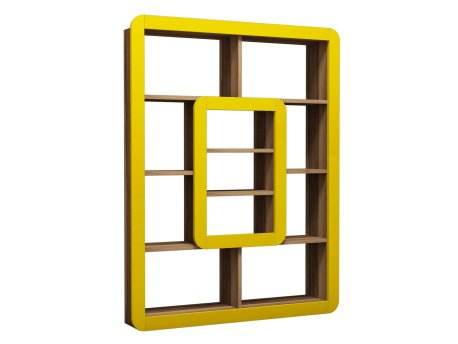 HANAH HOME Polica za knjige Orkide Walnut Yellow