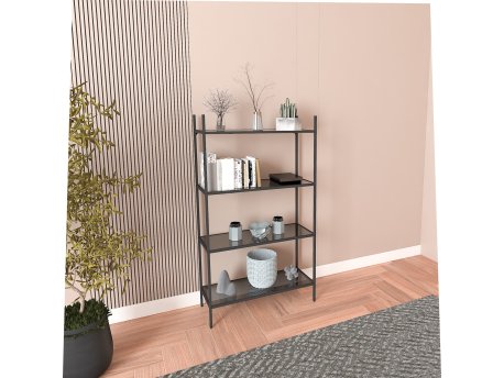HANAH HOME Polica za knjige Marta Black Smoked Glass