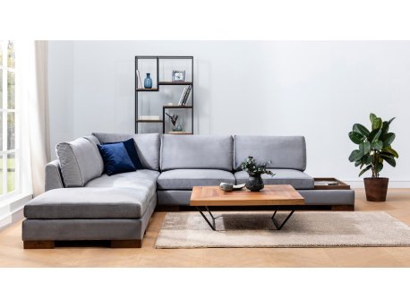 Atelier del Sofa Ugaona garnitura Tulip Corner Left With Pouf Dark Grey