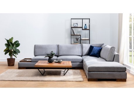 Atelier del Sofa Ugaona garnitura Tulip Corner Right With Pouf Dark Grey