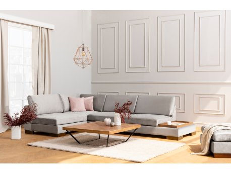 Atelier del Sofa Ugaona garnitura Tulip Corner Left With Pouf Light Grey