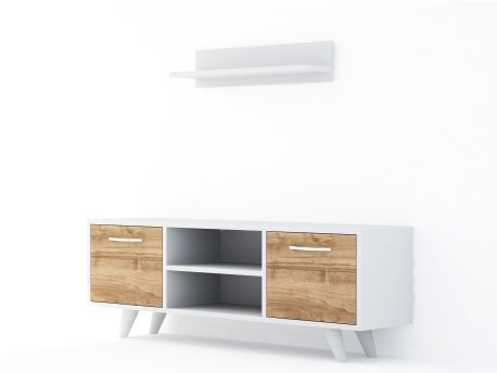 HANAH HOME TV polica Likya White Walnut