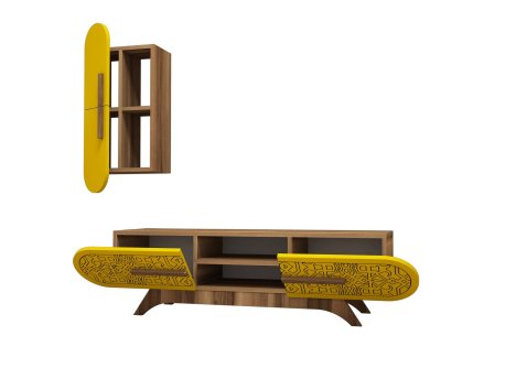 HANAH HOME TV polica Defne Walnut Yellow