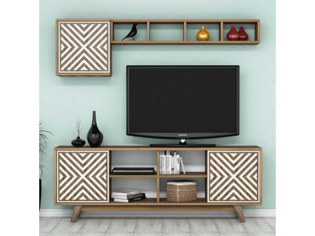 HANAH HOME TV polica Inci Walnut White