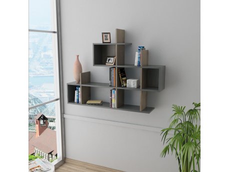 HANAH HOME Zidna polica Lagomood Enky Anthracite Walnut