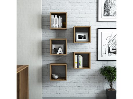 HANAH HOME Zidna polica Box Walnut