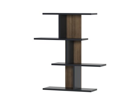 HANAH HOME Zidna polica Karbon Anthracite Walnut