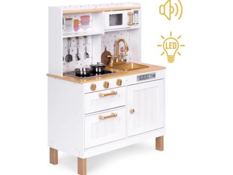 ECO TOYS Drvena kuhinja za decu sa ormarićima i 7 doadataka 7275