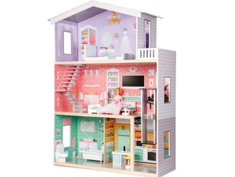 ECO TOYS Drvena kućica za lutke sa liftom Candy residence
