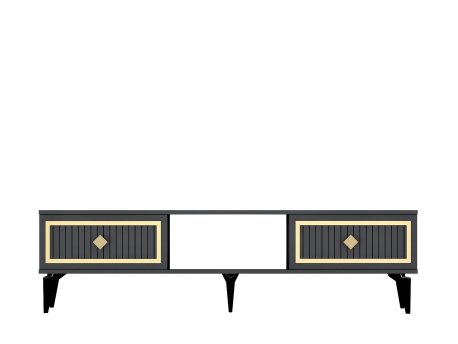 HANAH HOME TV polica Nil Anthracite Gold