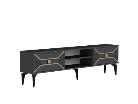 HANAH HOME TV polica Yumedi Anthracite Gold