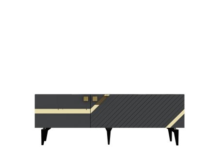 HANAH HOME TV polica Iris Anthracite Gold