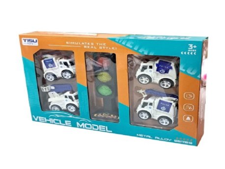 PERTINI Set 4 metalna vozila policija sa semaforom 1040532