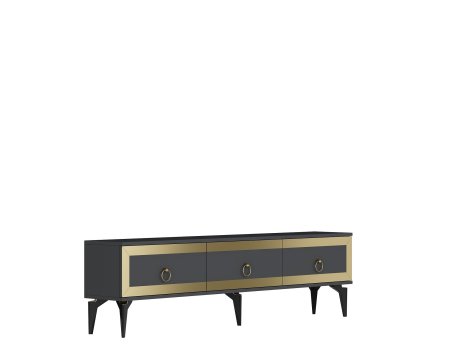 HANAH HOME TV polica Ponny Anthracite Gold