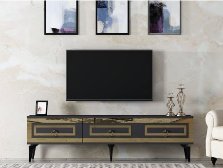 HANAH HOME TV polica Karya Anthracite Gold