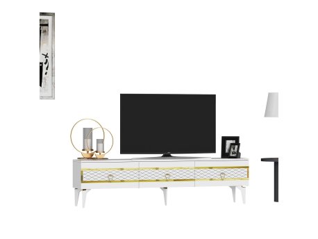 HANAH HOME TV polica Ipek White Gold