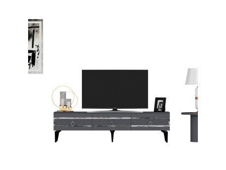HANAH HOME TV polica Ipek Anthracite Silver