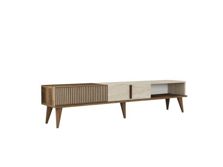 HANAH HOME TV polica Milan Walnut Travertine 1