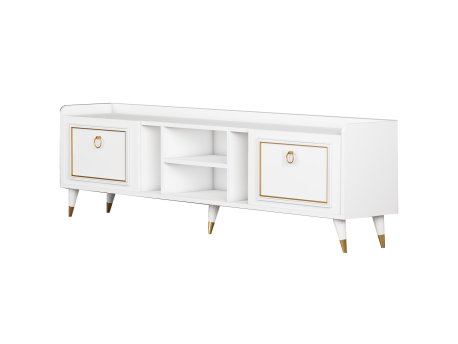 HANAH HOME TV polica Rudy v2 White Gold