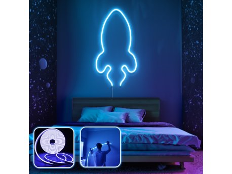OPVIQ Zidna LED dekoracija Rocket Medium Blue