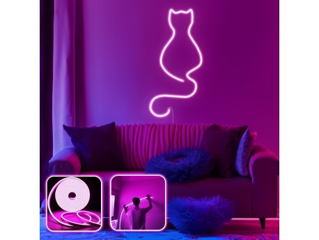 OPVIQ Zidna LED dekoracija Daisy the Cat Medium Pink