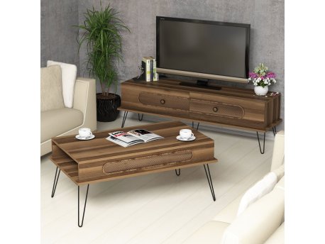 HANAH HOME Set za dnevnu sobu Ekol Walnut
