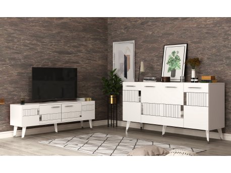 HANAH HOME Set za dnevnu sobu Moda White Silver