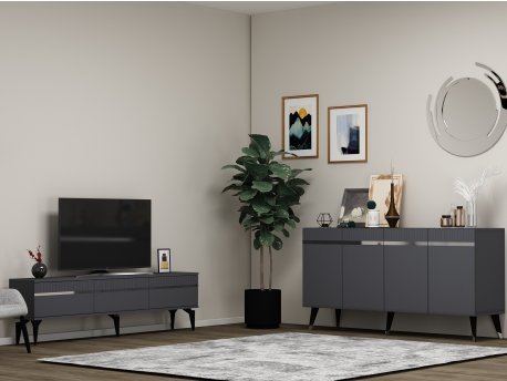 HANAH HOME Set za dnevnu sobu Defne Anthracite Silver