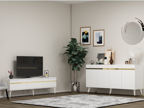 HANAH HOME Set za dnevnu sobu Defne White Gold