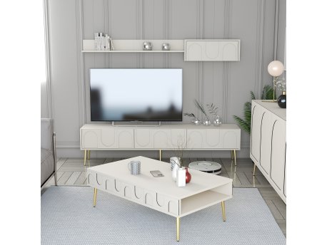 HANAH HOME Set za dnevnu sobu Lyon 3 Cream Gold