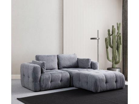Atelier del Sofa Amaris 2 Seater With Pouffe Grey ugaona sofa