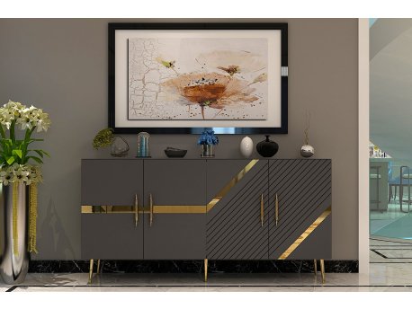 HANAH HOME Komoda Fuga KB150 Anthracite Gold