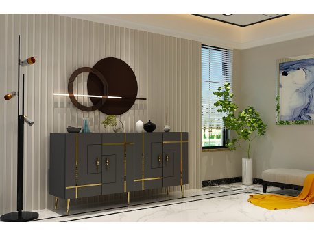 HANAH HOME Komoda Line KB150 Anthracite Gold