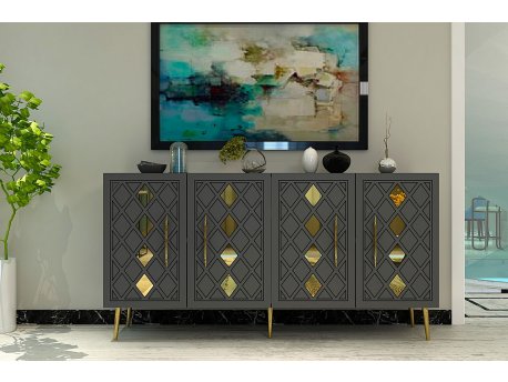 HANAH HOME Komoda Dome KB150 Anthracite Gold