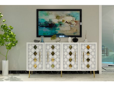 HANAH HOME Komoda Dome KB150 White Gold