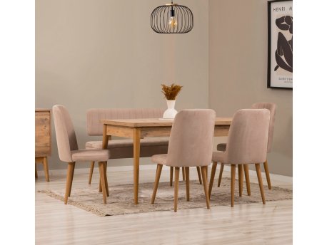 HANAH HOME Vina Atlantic Pine Stone set stola stolica i klupe