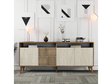 HANAH HOME Komoda Milan Walnut Travertine