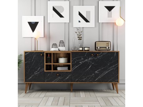 HANAH HOME Komoda Napoli Black Marble