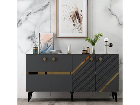 HANAH HOME Komoda Iris Anthracite Gold