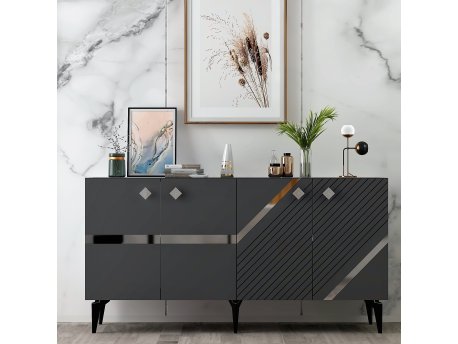 HANAH HOME Komoda Iris Anthracite Silver