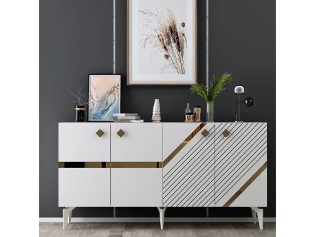 HANAH HOME Komoda Iris White Gold