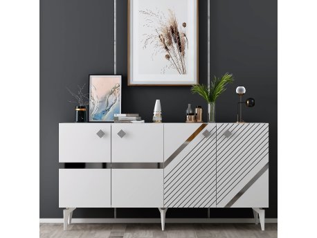 HANAH HOME Komoda Iris White Silver