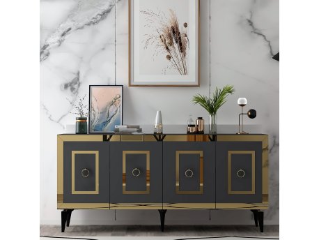 HANAH HOME Komoda Karya Anthracite Gold