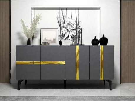 HANAH HOME Komoda Vania Anthracite Gold